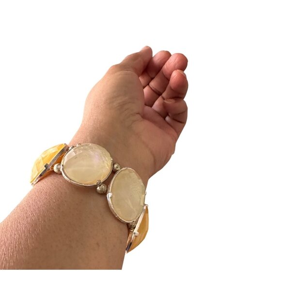 Macys Statement Necklane Opalescent Stone Bib Necklace & Matching Bracelet Set - Picture 9 of 12